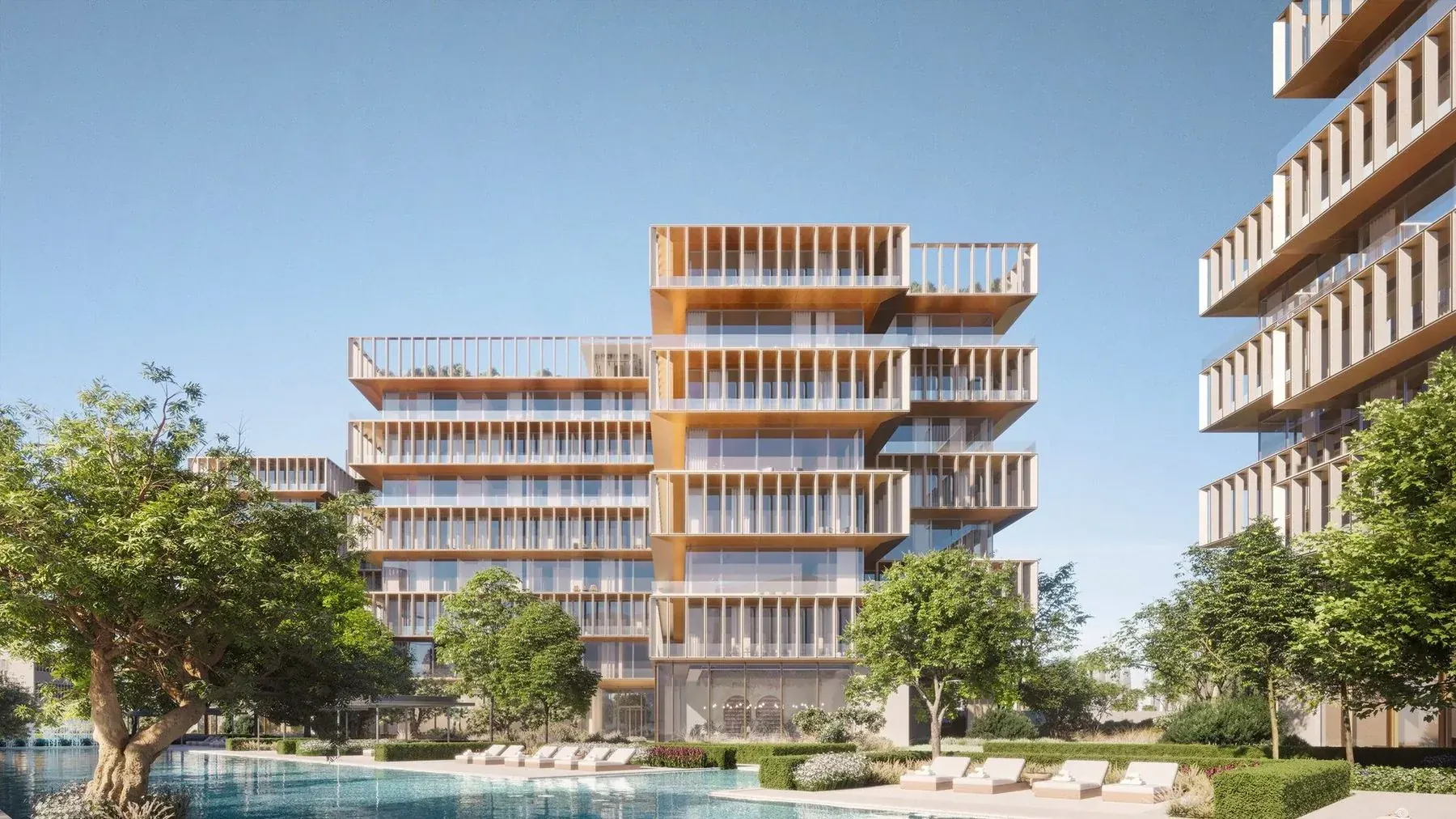 Creekside residences in the garden