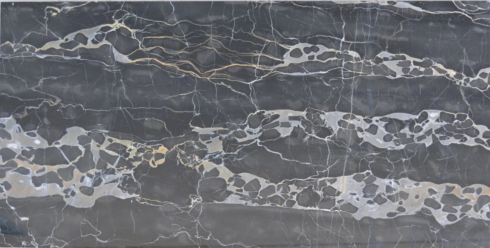 Portoro Gold, black marble with gold veining swatch