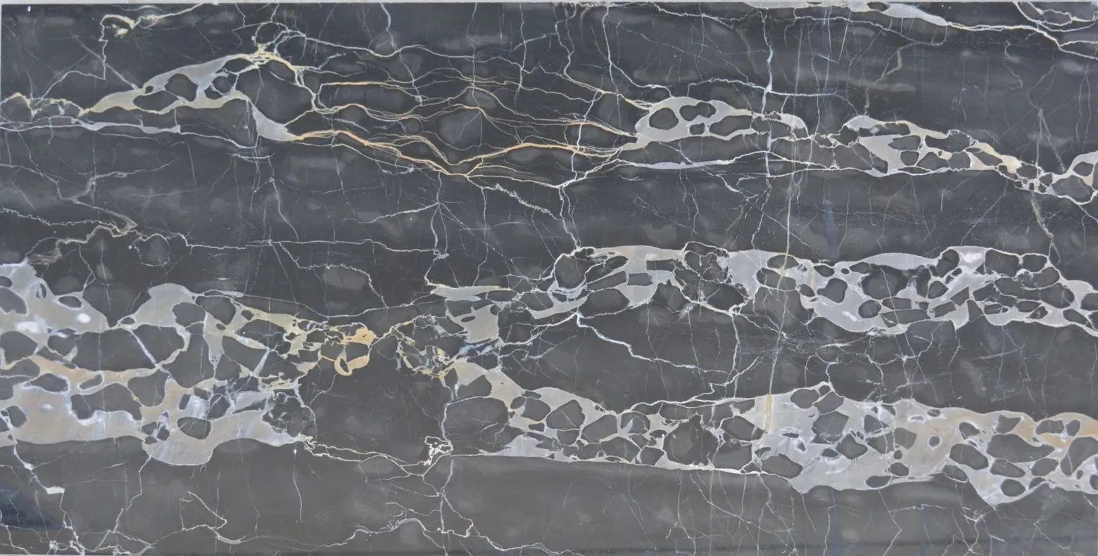 Portoro Gold, black marble with gold veining swatch